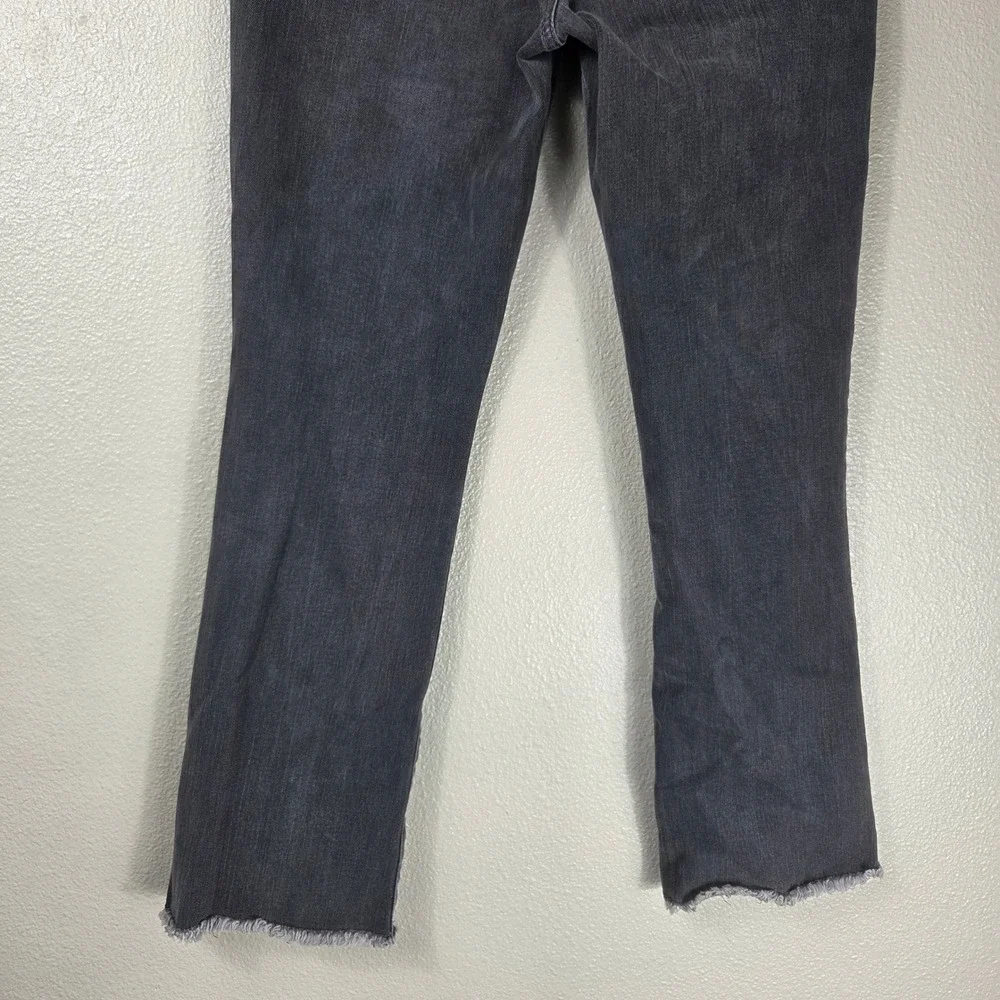 Free People Charcoal Gray Cropped Kick Flare Jeans 27 Raw Hem Stretch